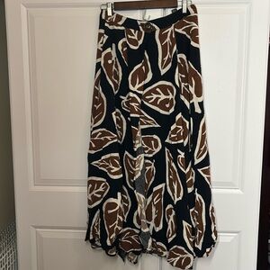 Who What Wear Black and Brown Leaf A-Line Skirt